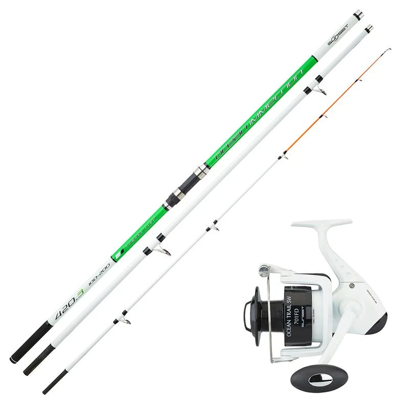 Ensemble Surfcasting Sunset Ocean Immersion Hybrid Mn 4.50m 100/200g + Moulinet Trail 1 Ensemble Surfcasting Sunset Ocean Immersion Hybrid Mn 4.50m 100/200g + Moulinet Trail