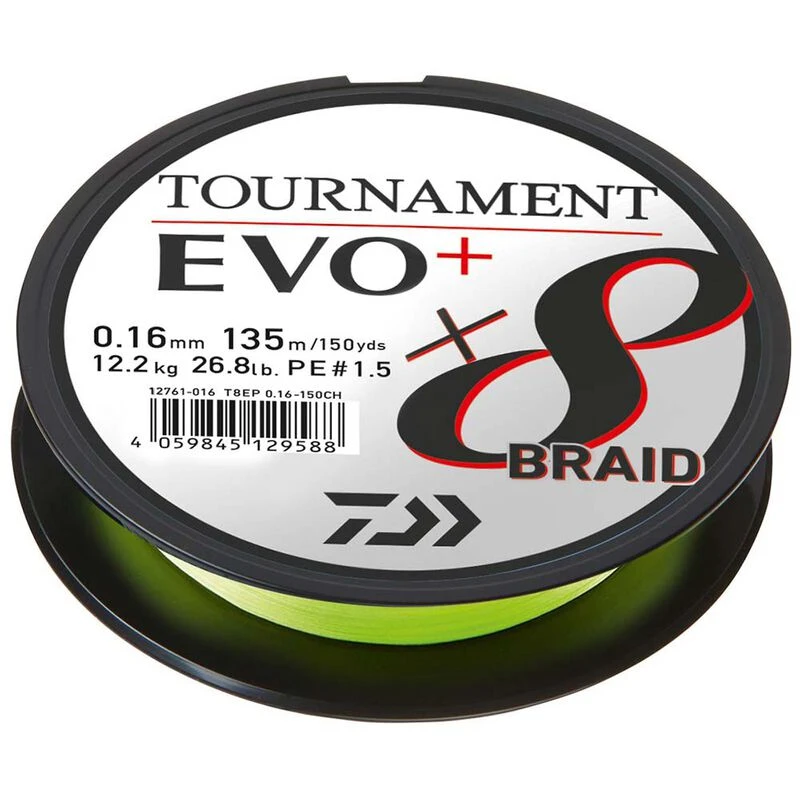 Tresse Daiwa Tournament X8 Braid EVo+ Chartreuse 135M 1 Tresse Daiwa Tournament X8 Braid EVo+ Chartreuse 135M
