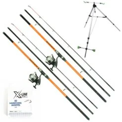 Pack Surfcasting 2 Canne + 2 Moulinets + Trépied + Hameçons Montés