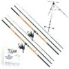 Pack Surfcasting 4.50m 2 Canne + 2 Moulinets + Trépied + 10 Hameçons Montés