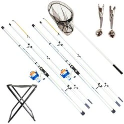 Pack Surfcasting 4.50m Mitchell Neuron 2 Ensembles + épuisette + Siége + Grelots