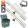 Pack Complet Surfcasting Redfish 4.50m 2 Ensembles + 2 Piques + Caisse De Rangement + Lampe + Alert Light